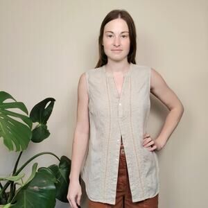 Charter Club Linen Tank Tan PM